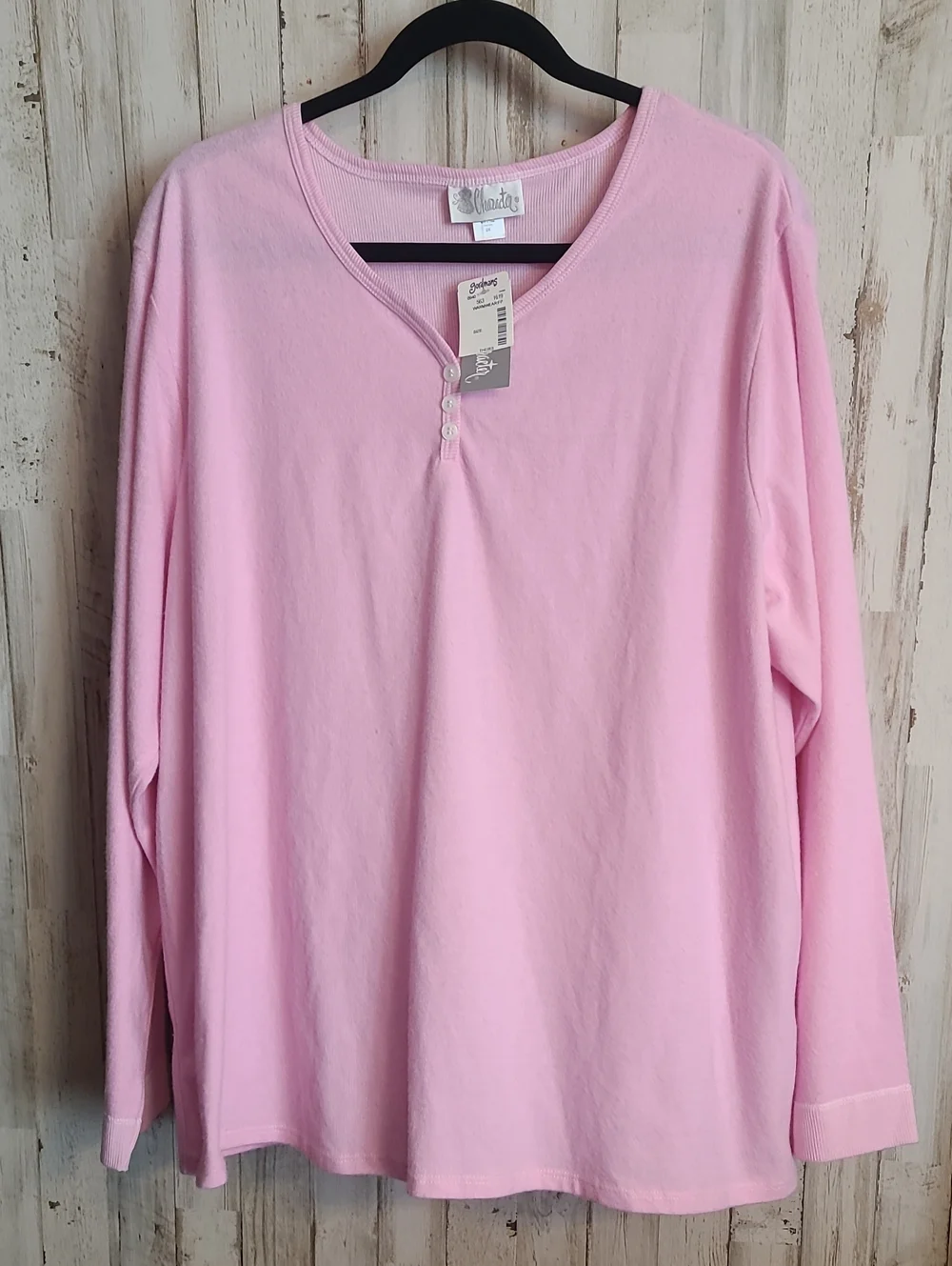 Light Pink Long Sleeve Henley Top
